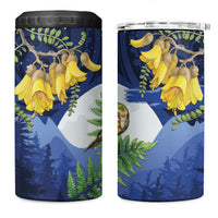 Kakapo New Zealand Personalised 4 in 1 Can Cooler Tumbler Kowhai Flower Silver Fern Maori Pattern LT22 One Size: 16 oz Blue - Polynesian Pride