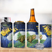 Kakapo New Zealand Personalised 4 in 1 Can Cooler Tumbler Kowhai Flower Silver Fern Maori Pattern LT22 - Polynesian Pride