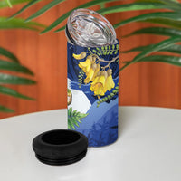 Kakapo New Zealand Personalised 4 in 1 Can Cooler Tumbler Kowhai Flower Silver Fern Maori Pattern LT22 - Polynesian Pride