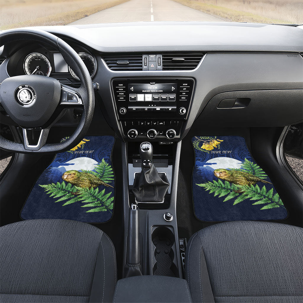 Kakapo New Zealand Personalised Car Mats Kowhai Flower Silver Fern Maori Pattern