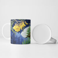 Kakapo New Zealand Personalised Ceramic Mug Kowhai Flower Silver Fern Maori Pattern