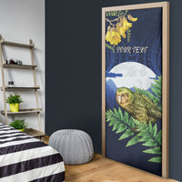Kakapo New Zealand Personalised Door Cover Kowhai Flower Silver Fern Maori Pattern