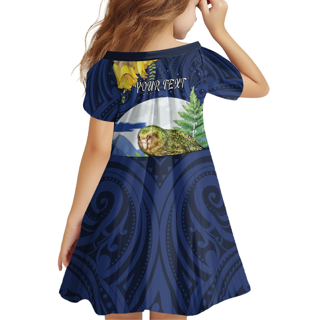 Kakapo New Zealand Personalised Family Matching Long Sleeve Bodycon Dress and Hawaiian Shirt Kowhai Flower Silver Fern Maori Pattern LT22 - Polynesian Pride