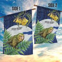 Kakapo New Zealand Personalised Garden Flag Kowhai Flower Silver Fern Maori Pattern