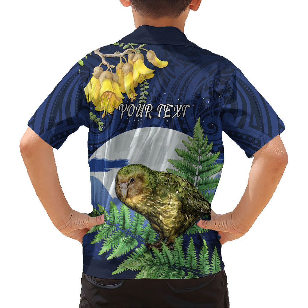 Kakapo New Zealand Personalised Hawaiian Shirt Kowhai Flower Silver Fern Maori Pattern