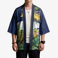 Kakapo New Zealand Personalised Kimono Kowhai Flower Silver Fern Maori Pattern