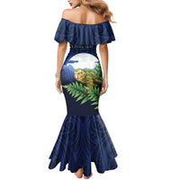 Kakapo New Zealand Personalised Mermaid Dress Kowhai Flower Silver Fern Maori Pattern