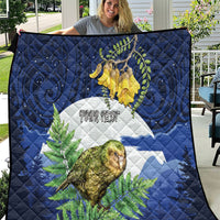 Kakapo New Zealand Personalised Quilt Kowhai Flower Silver Fern Maori Pattern