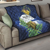 Kakapo New Zealand Personalised Quilt Kowhai Flower Silver Fern Maori Pattern