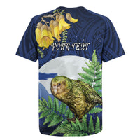 Kakapo New Zealand Personalised Rugby Jersey Kowhai Flower Silver Fern Maori Pattern
