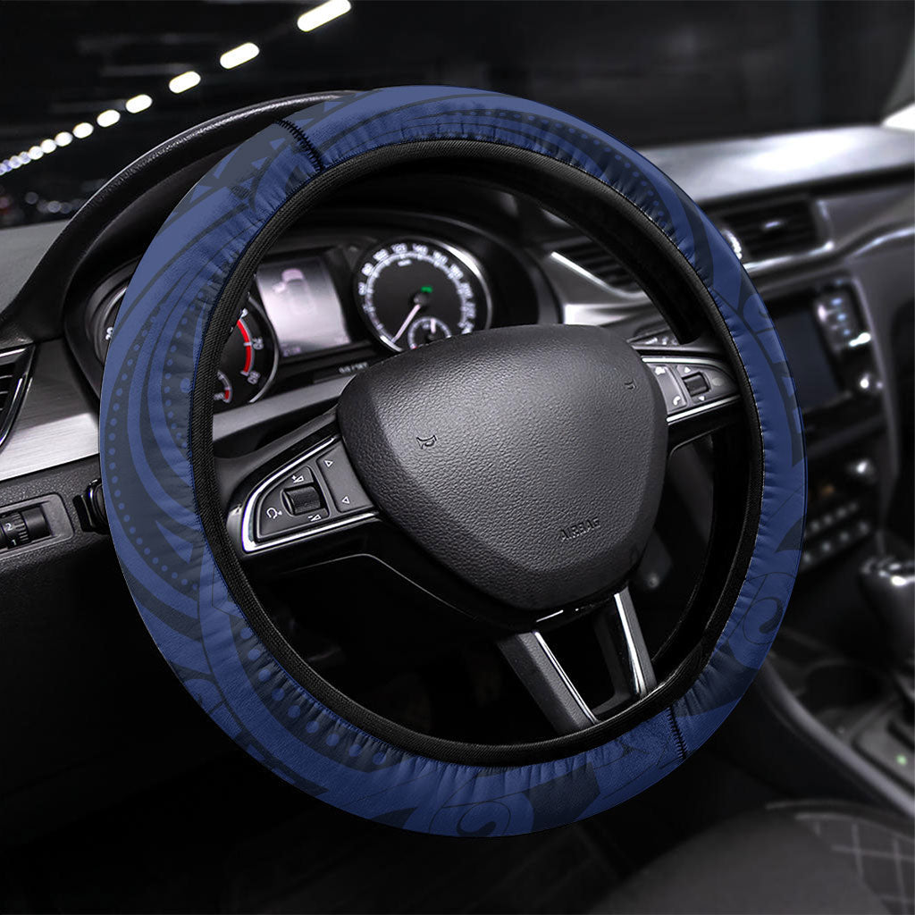 Kakapo New Zealand Steering Wheel Cover Kowhai Flower Silver Fern Maori Pattern