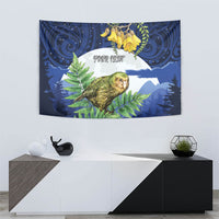 Kakapo New Zealand Personalised Tapestry Kowhai Flower Silver Fern Maori Pattern