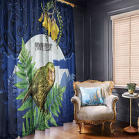 Kakapo New Zealand Personalised Window Curtain Kowhai Flower Silver Fern Maori Pattern