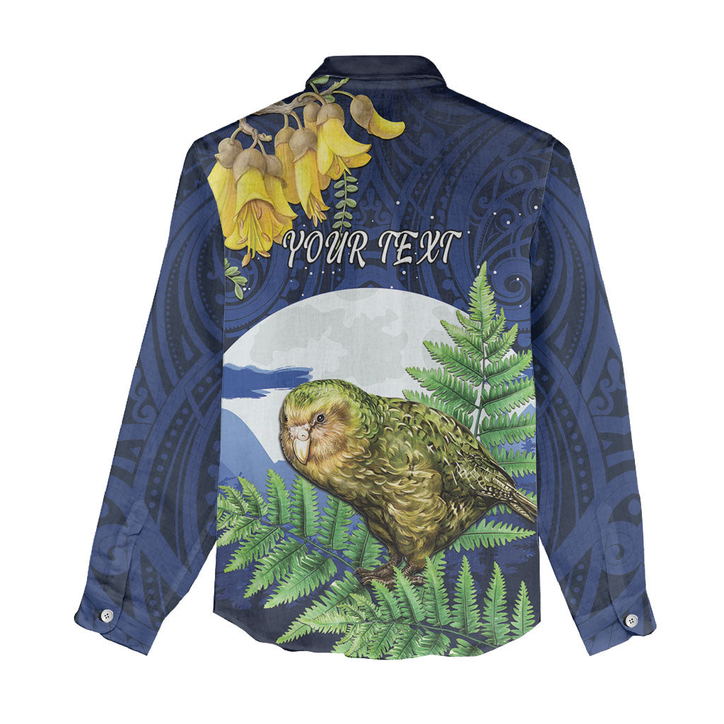 Kakapo New Zealand Personalised Women Casual Shirt Kowhai Flower Silver Fern Maori Pattern LT22 - Polynesian Pride