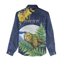 Kakapo New Zealand Personalised Women Casual Shirt Kowhai Flower Silver Fern Maori Pattern LT22 - Polynesian Pride