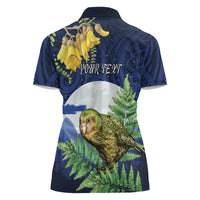 Kakapo New Zealand Personalised Women Polo Shirt Kowhai Flower Silver Fern Maori Pattern LT22 - Polynesian Pride