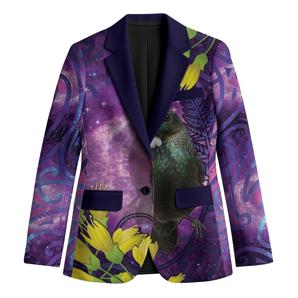 New Zealand Tui Bird Matariki Blazer Kowhai Flower Silver Fern Galaxy Maori Pattern