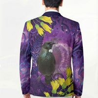 New Zealand Tui Bird Matariki Blazer Kowhai Flower Silver Fern Galaxy Maori Pattern