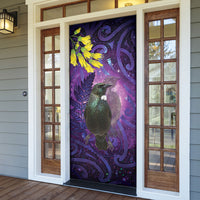 New Zealand Tui Bird Matariki Door Cover Kowhai Flower Silver Fern Galaxy Maori Pattern