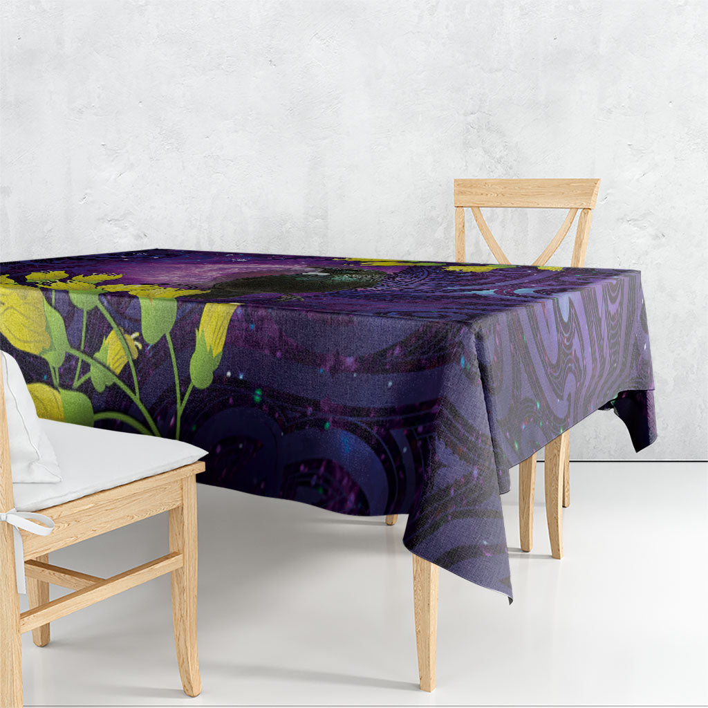 New Zealand Tui Bird Matariki Tablecloth Kowhai Flower Silver Fern Galaxy Maori Pattern