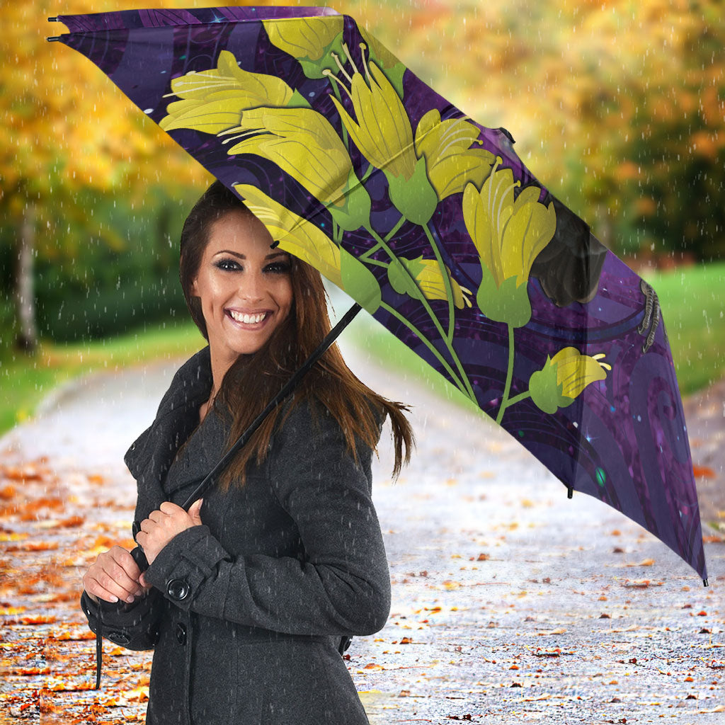 New Zealand Tui Bird Matariki Umbrella Kowhai Flower Silver Fern Galaxy Maori Pattern