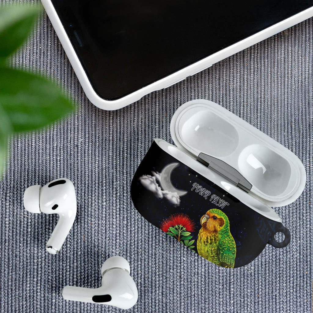 New Zealand Kakapo Matariki Personalised AirPods Case Pohutukawa Flower Galaxy Maori Pattern