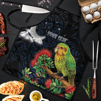 New Zealand Kakapo Matariki Personalised Apron Pohutukawa Flower Galaxy Maori Pattern