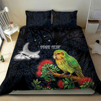 New Zealand Kakapo Matariki Personalised Bedding Set Pohutukawa Flower Galaxy Maori Pattern