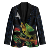 New Zealand Kakapo Matariki Personalised Blazer Pohutukawa Flower Galaxy Maori Pattern