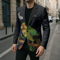 New Zealand Kakapo Matariki Personalised Blazer Pohutukawa Flower Galaxy Maori Pattern