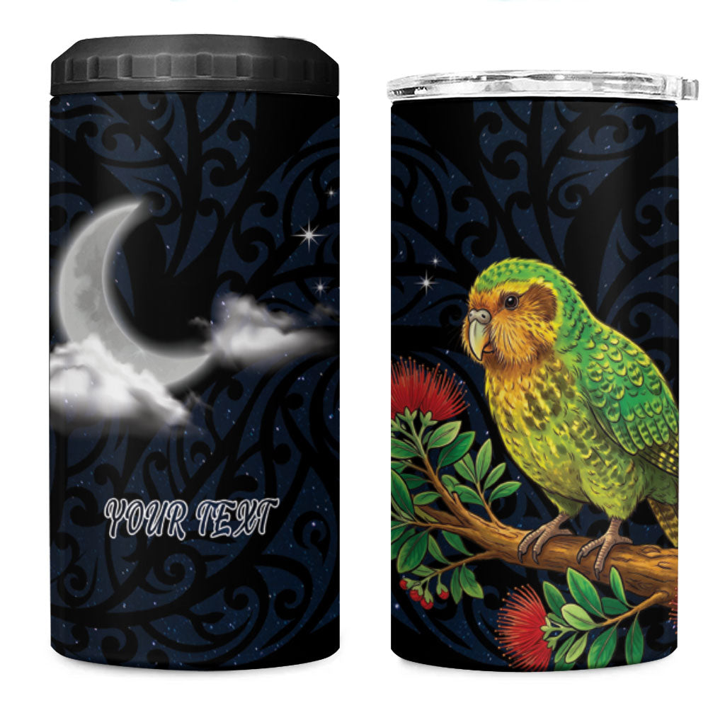 New Zealand Kakapo Matariki Personalised 4 in 1 Can Cooler Tumbler Pohutukawa Flower Galaxy Maori Pattern