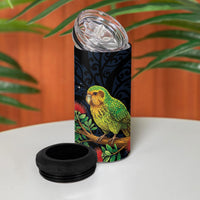 New Zealand Kakapo Matariki Personalised 4 in 1 Can Cooler Tumbler Pohutukawa Flower Galaxy Maori Pattern