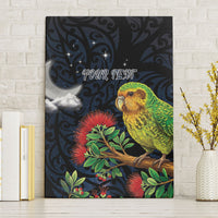 New Zealand Kakapo Matariki Personalised Canvas Wall Art Pohutukawa Flower Galaxy Maori Pattern