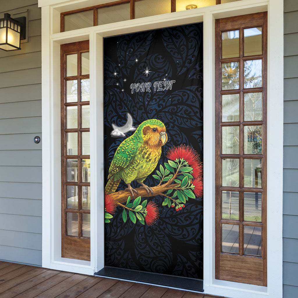 New Zealand Kakapo Matariki Personalised Door Cover Pohutukawa Flower Galaxy Maori Pattern