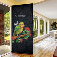 New Zealand Kakapo Matariki Personalised Door Cover Pohutukawa Flower Galaxy Maori Pattern