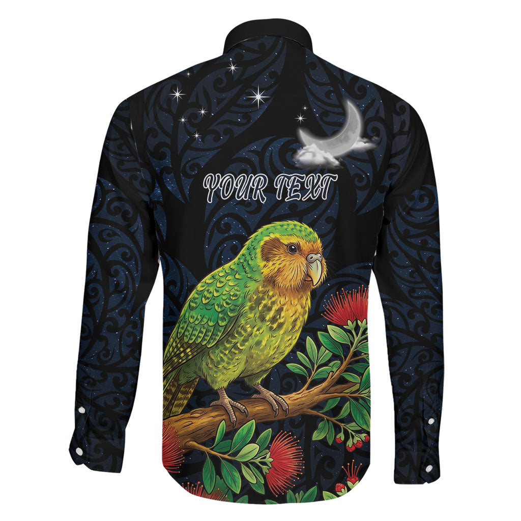 New Zealand Kakapo Matariki Personalised Family Matching Off The Shoulder Long Sleeve Dress and Hawaiian Shirt Pohutukawa Flower Galaxy Maori Pattern LT22 - Polynesian Pride