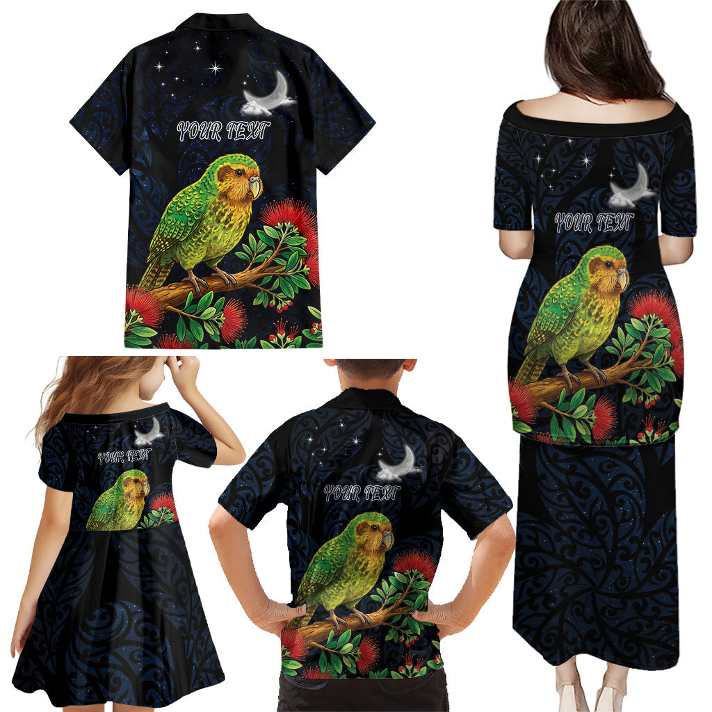 New Zealand Kakapo Matariki Personalised Family Matching Puletasi and Hawaiian Shirt Pohutukawa Flower Galaxy Maori Pattern LT22 - Polynesian Pride