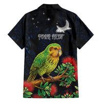 New Zealand Kakapo Matariki Personalised Family Matching Puletasi and Hawaiian Shirt Pohutukawa Flower Galaxy Maori Pattern LT22 - Polynesian Pride
