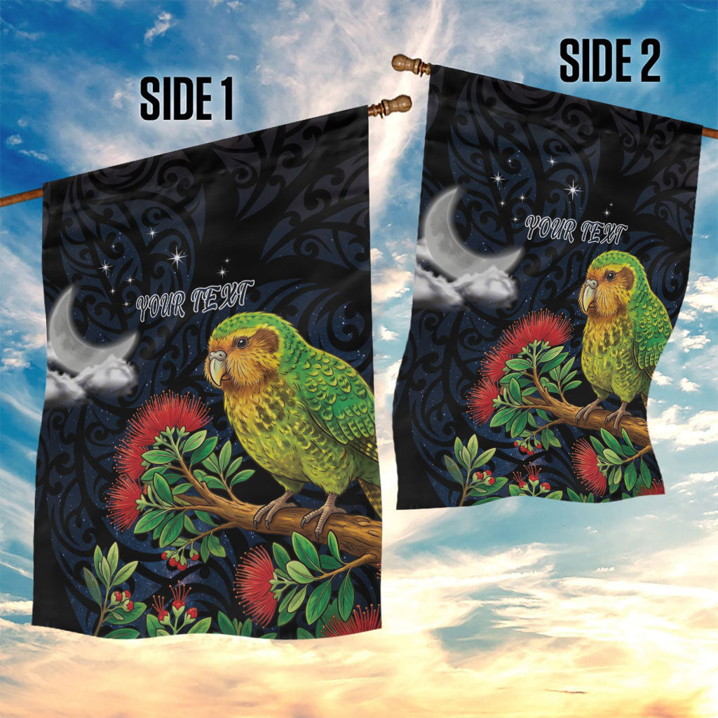 New Zealand Kakapo Matariki Personalised Garden Flag Pohutukawa Flower Galaxy Maori Pattern