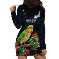 New Zealand Kakapo Matariki Personalised Hoodie Dress Pohutukawa Flower Galaxy Maori Pattern LT22 - Polynesian Pride