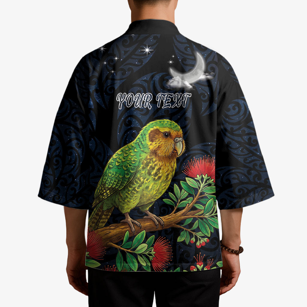 New Zealand Kakapo Matariki Personalised Kimono Pohutukawa Flower Galaxy Maori Pattern