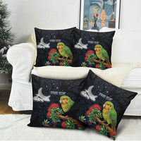 New Zealand Kakapo Matariki Personalised Pillow Cover Pohutukawa Flower Galaxy Maori Pattern