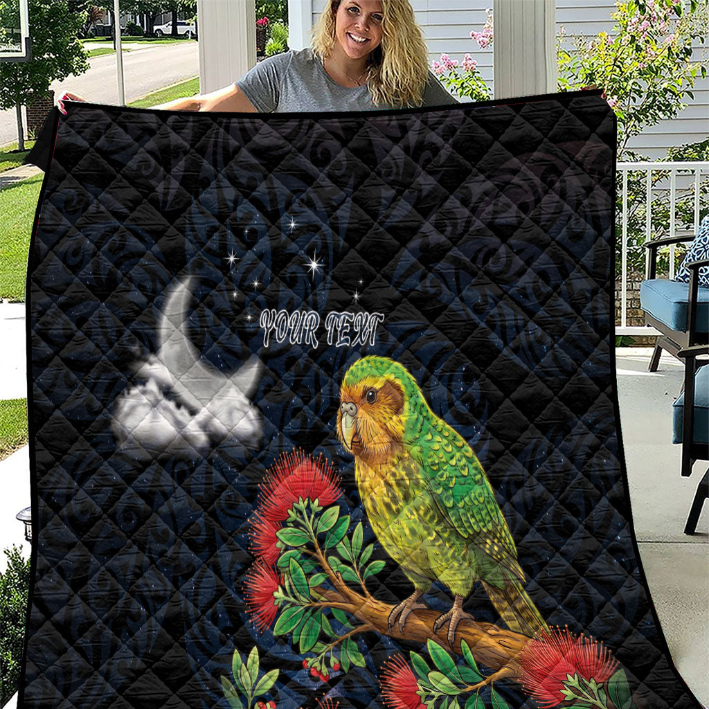New Zealand Kakapo Matariki Personalised Quilt Pohutukawa Flower Galaxy Maori Pattern