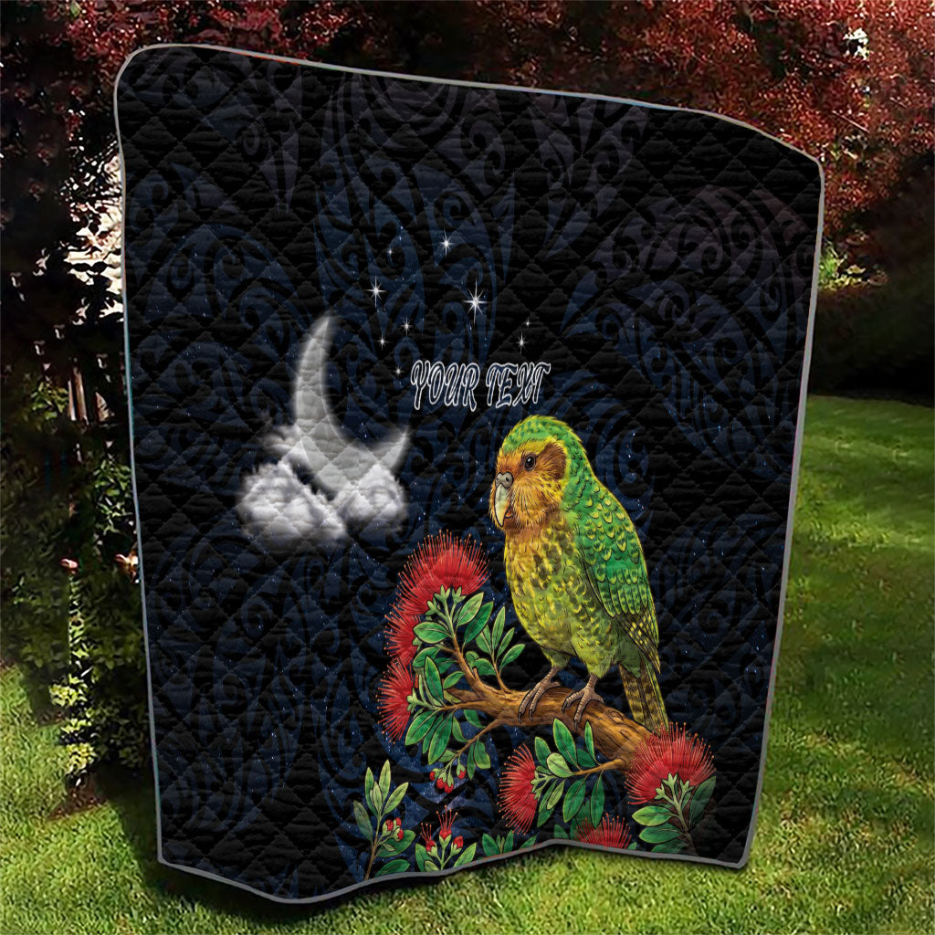 New Zealand Kakapo Matariki Personalised Quilt Pohutukawa Flower Galaxy Maori Pattern