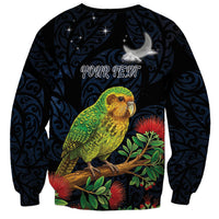 New Zealand Kakapo Matariki Personalised Sweatshirt Pohutukawa Flower Galaxy Maori Pattern
