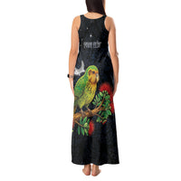 New Zealand Kakapo Matariki Personalised Tank Maxi Dress Pohutukawa Flower Galaxy Maori Pattern