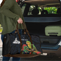 New Zealand Kakapo Matariki Personalised Travel Bag Pohutukawa Flower Galaxy Maori Pattern