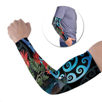 Tui Bird Kakabeak New Zealand Arm Sleeves Clianthus Galaxy Maori Koru Pattern