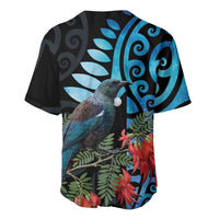 Tui Bird Kakabeak New Zealand Baseball Jersey Clianthus Galaxy Maori Koru Pattern