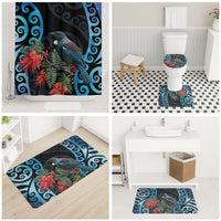 Tui Bird Kakabeak New Zealand Bathroom Set Clianthus Galaxy Maori Koru Pattern